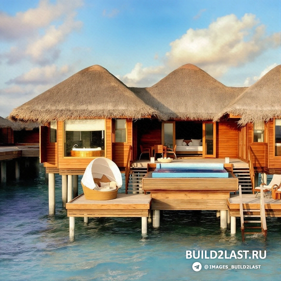 Бунгало с травяной крышей на побережье Антильских островов