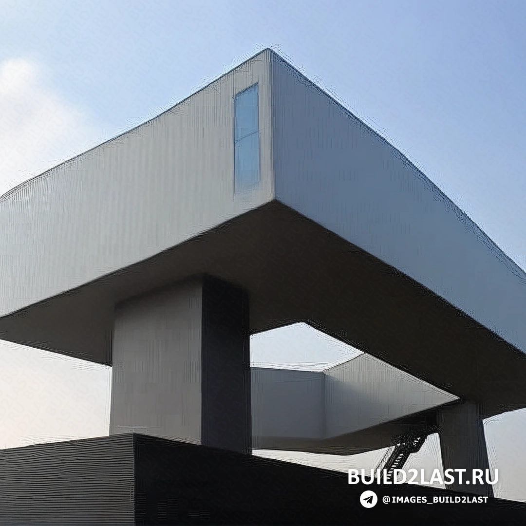 Детали фасада музея, включая сложные геометрические формы и текстуры материала