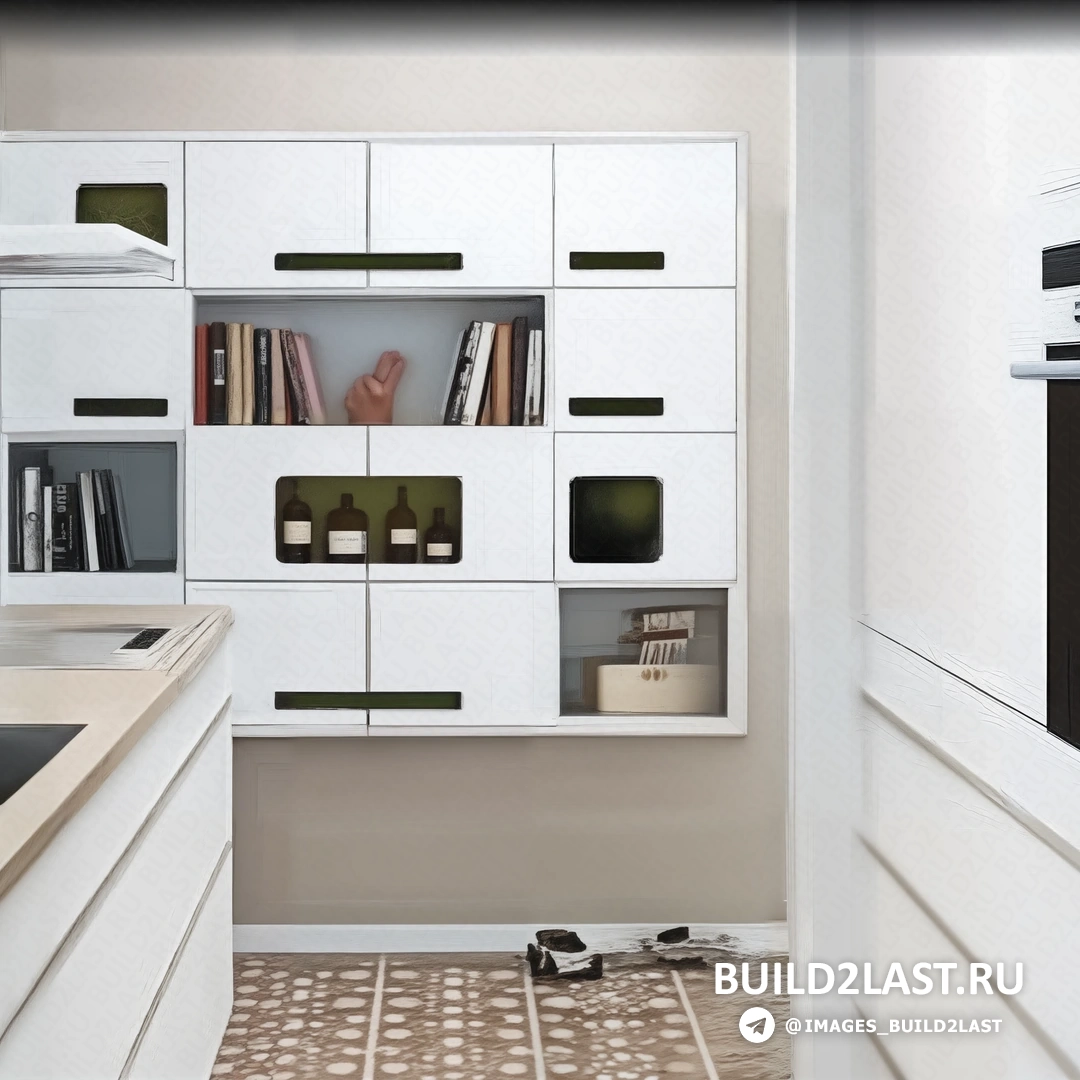 Детали современной скандинавской кухни, белые шкафы и черные металлические ручки