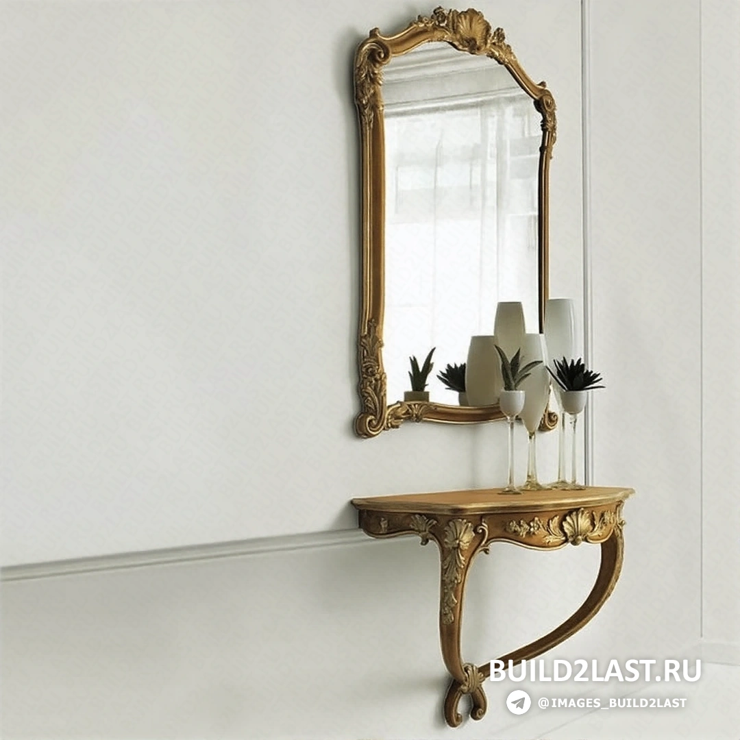 Элегантная консоль с зеркалом в бронзовых тонах