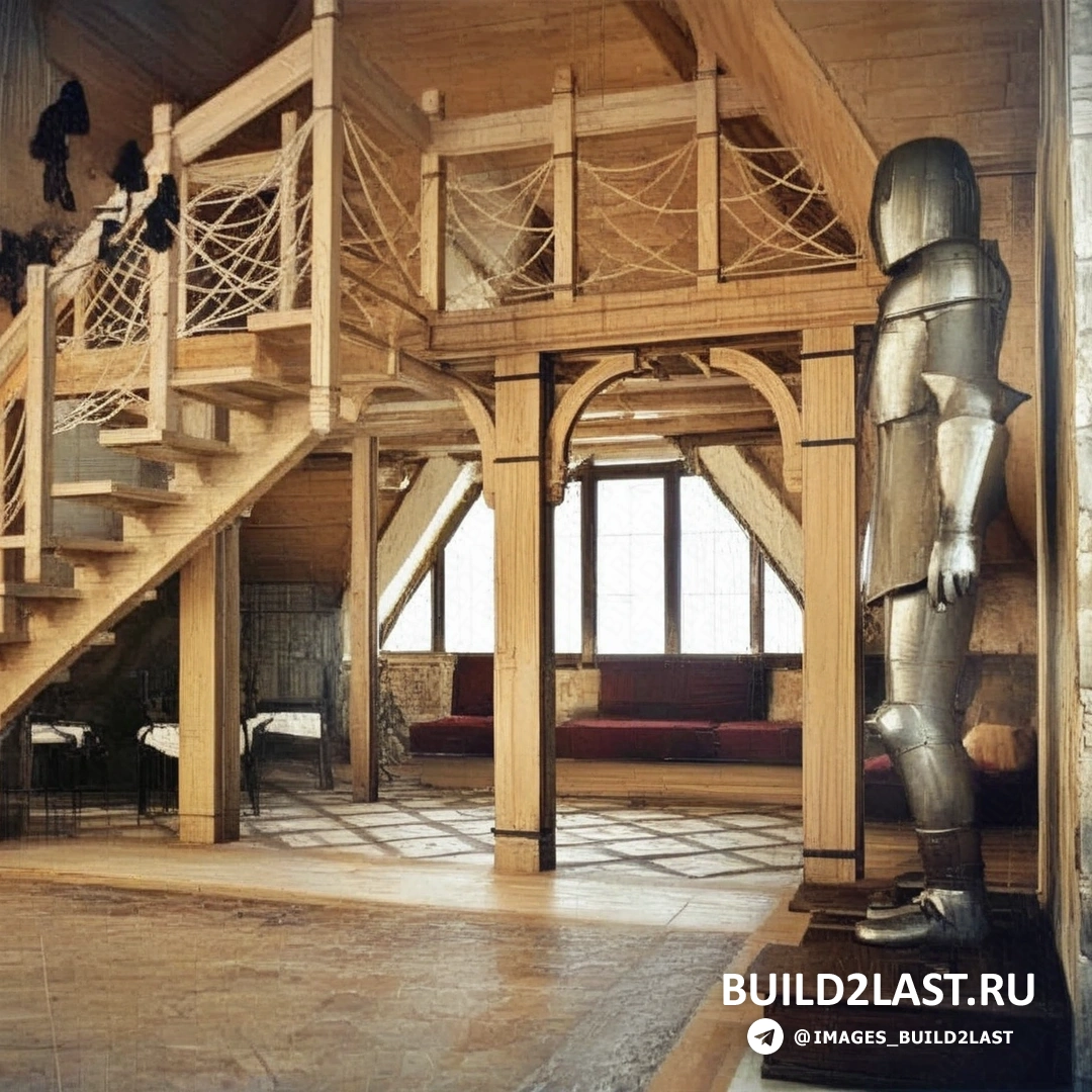 Гостиная с антикварными предметами и ковром на каменном полу