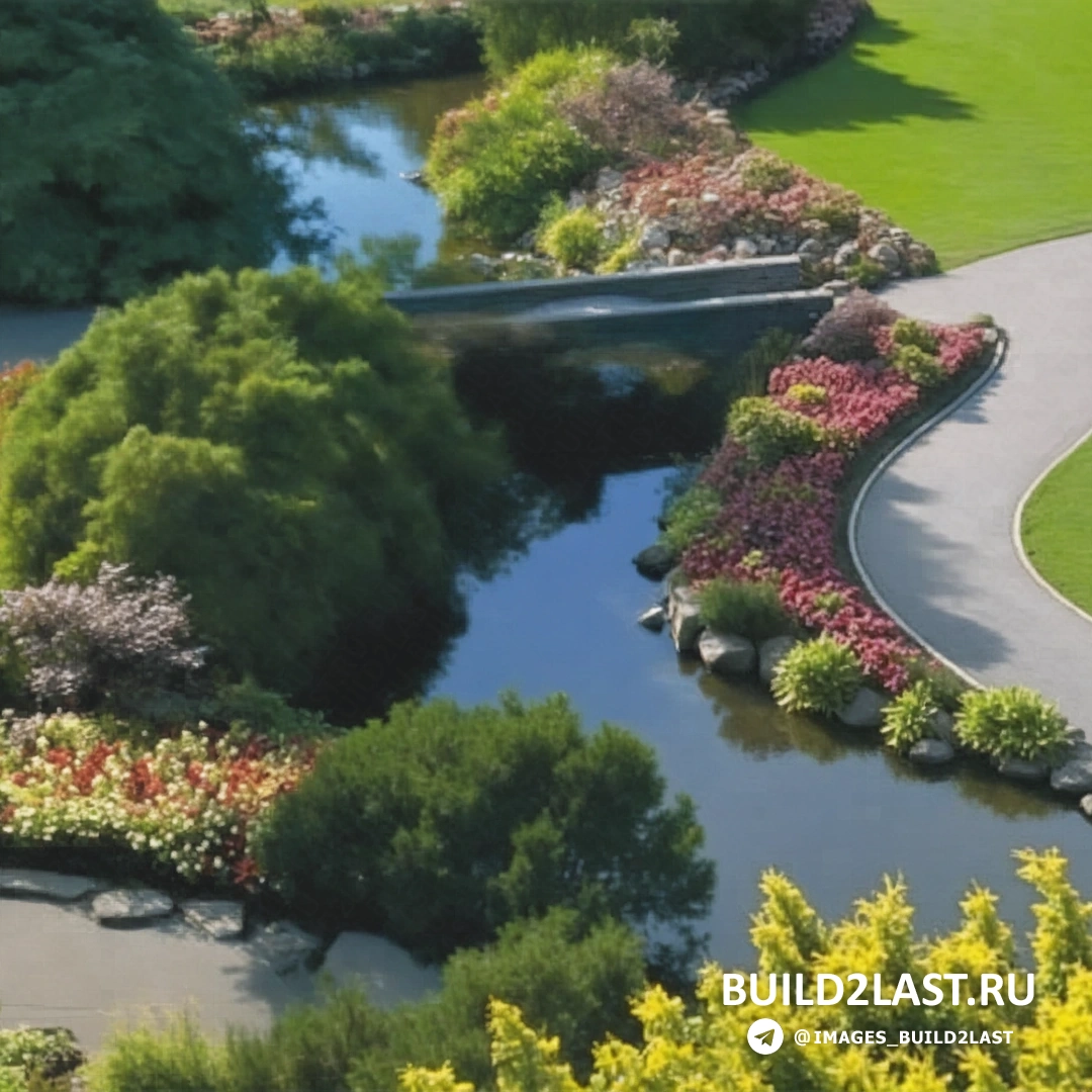 Иллюстрация искусственного водоема в ландшафтном дизайне.