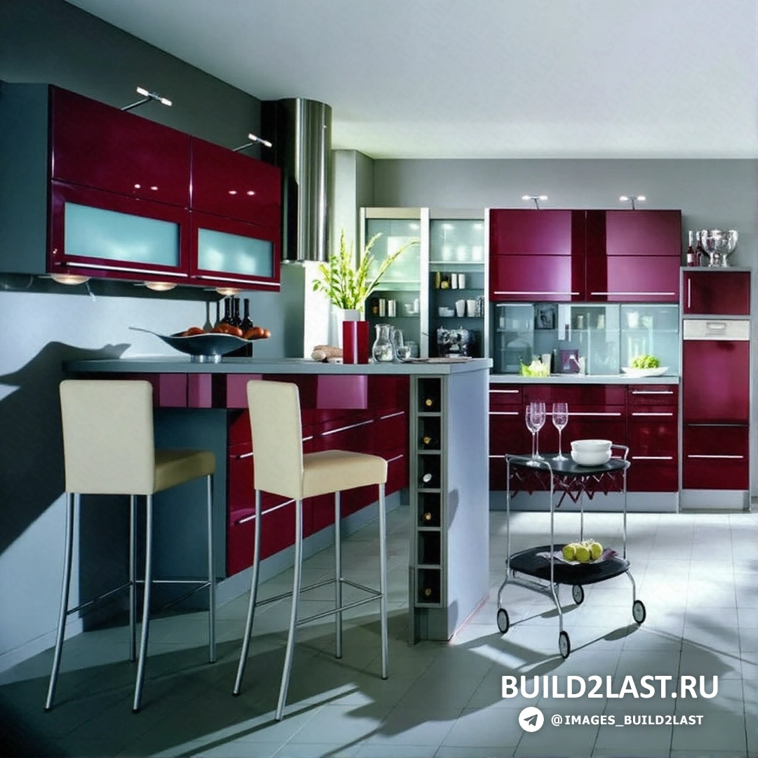 Кухня с серым островом и черными акцентами, демонстрирующая тенденцию комбинирования серого и темных цветов