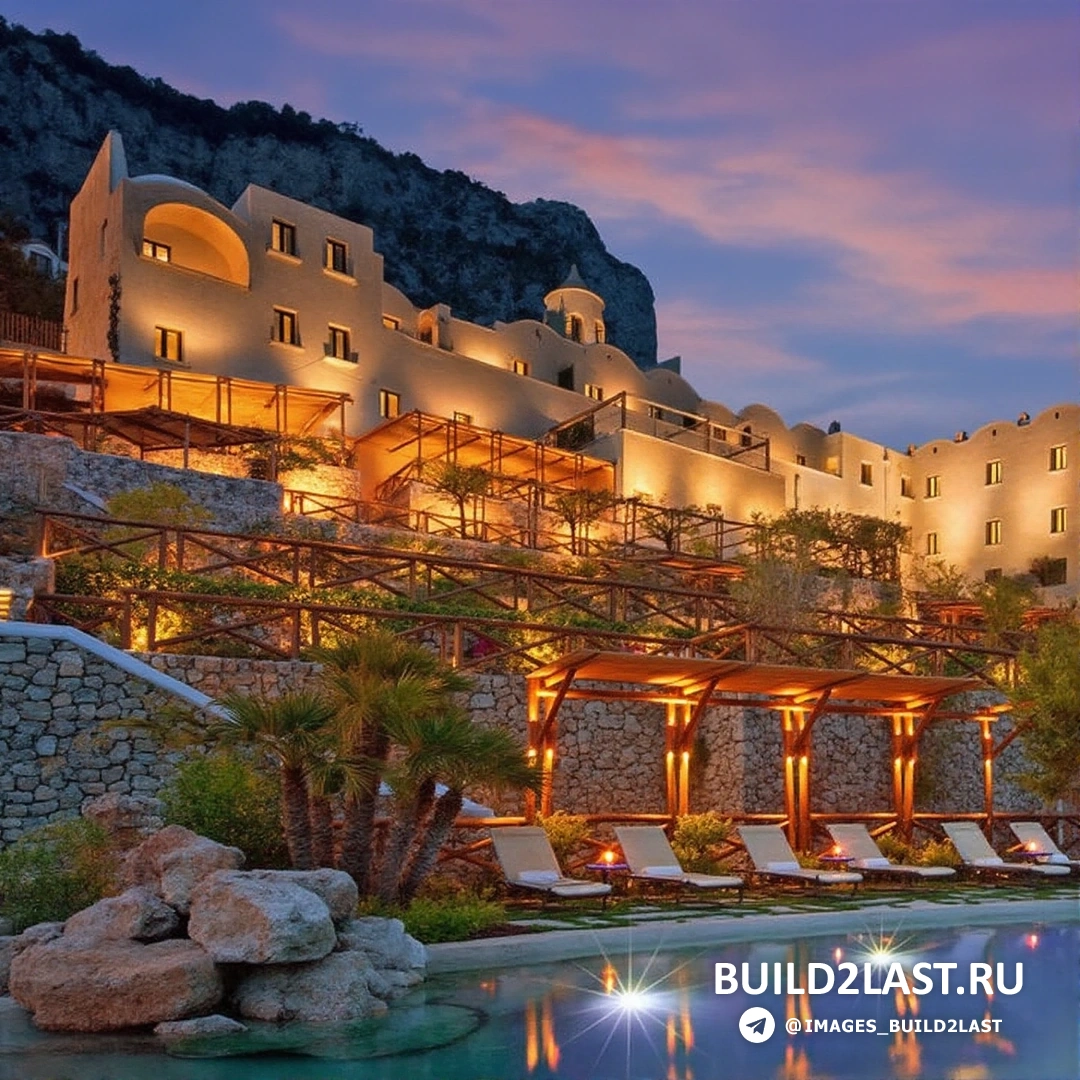 Отель Monastero Santa Rosa с бассейном и видом на Италию в теплые месяцы.