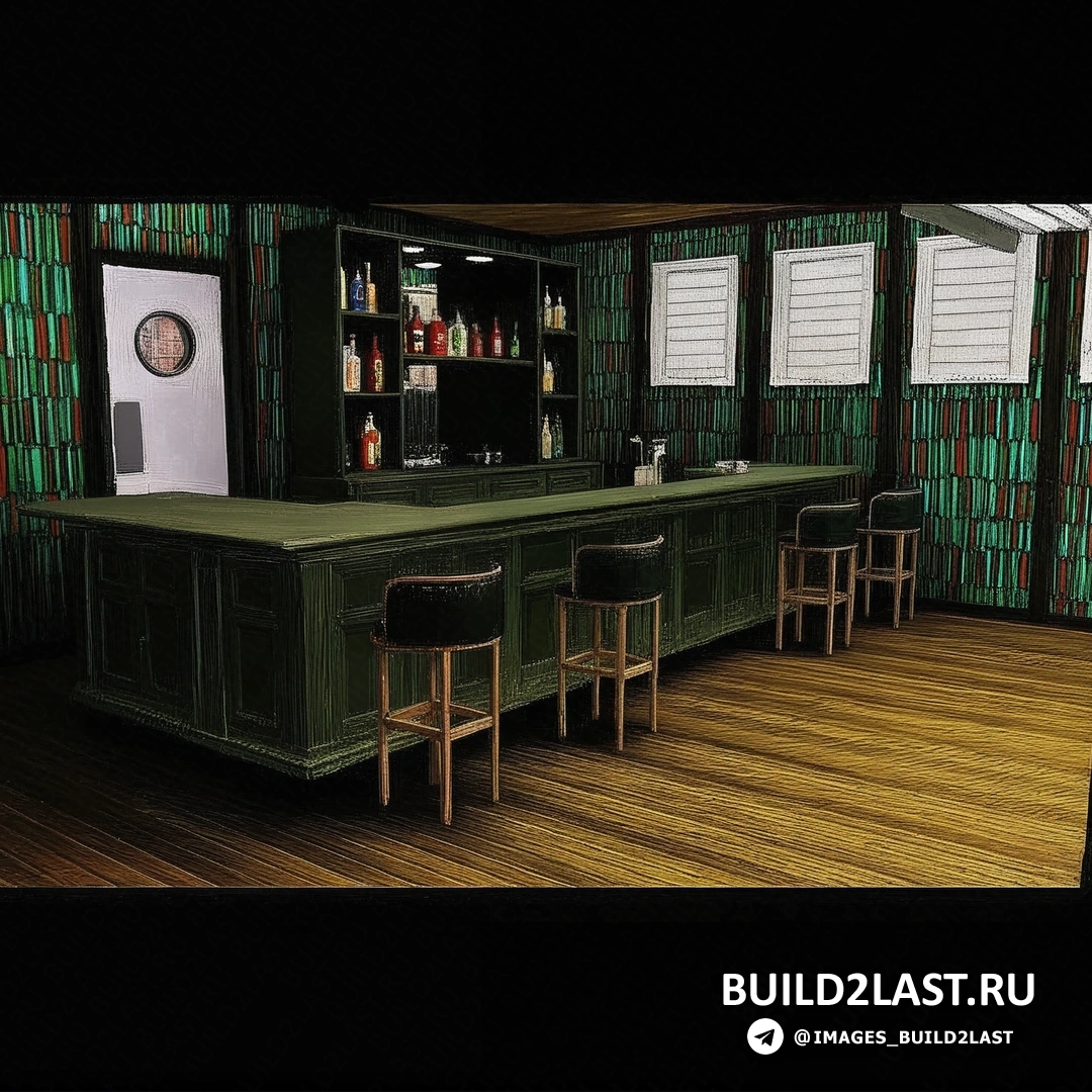 Современная барная стойка с серыми оттенками, желтыми акцентами и хай-тек элементами в интерьере с декоративной штукатуркой.