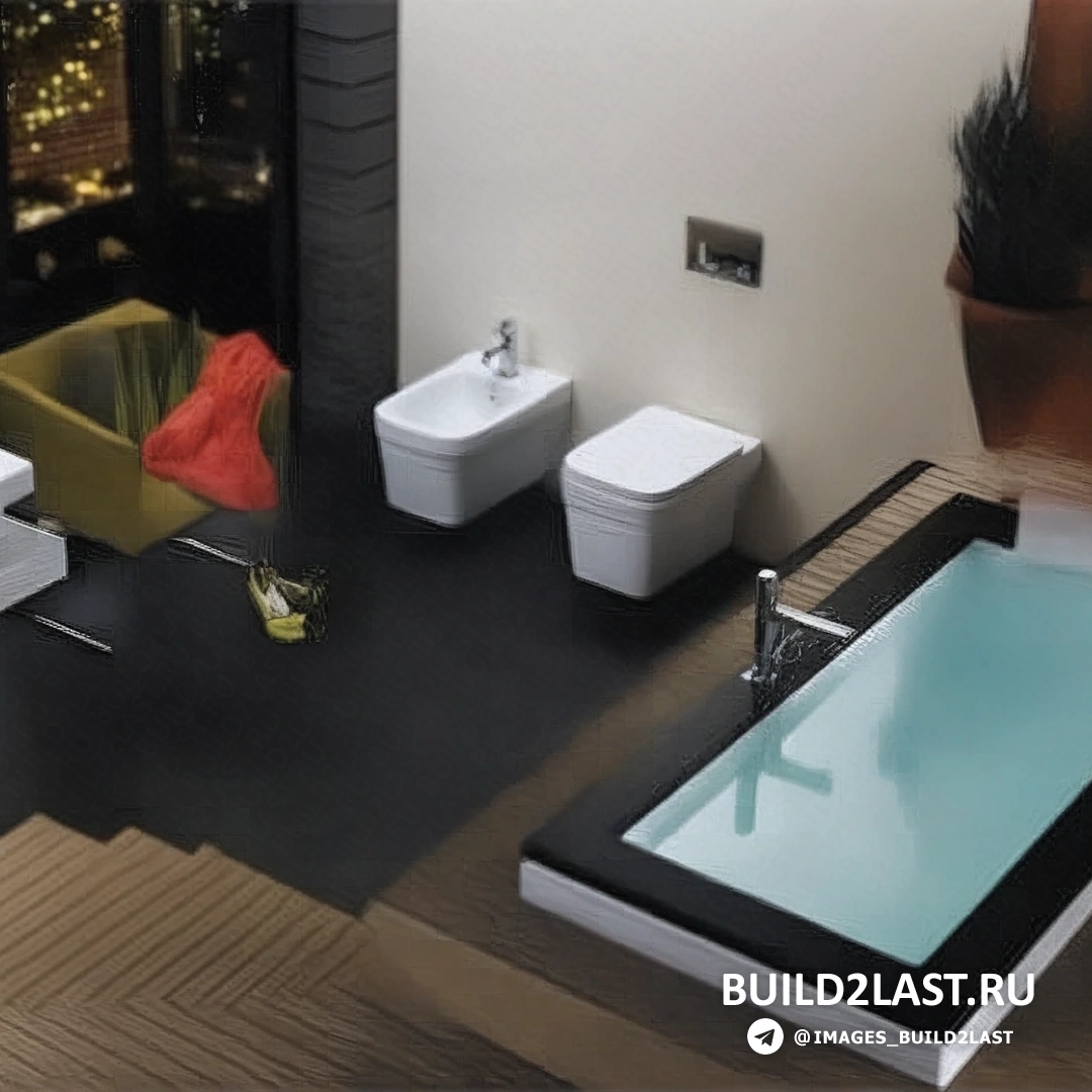 Стильная ванна в минималистичном интерьере, окруженная мягкими тканями и зелеными растениями