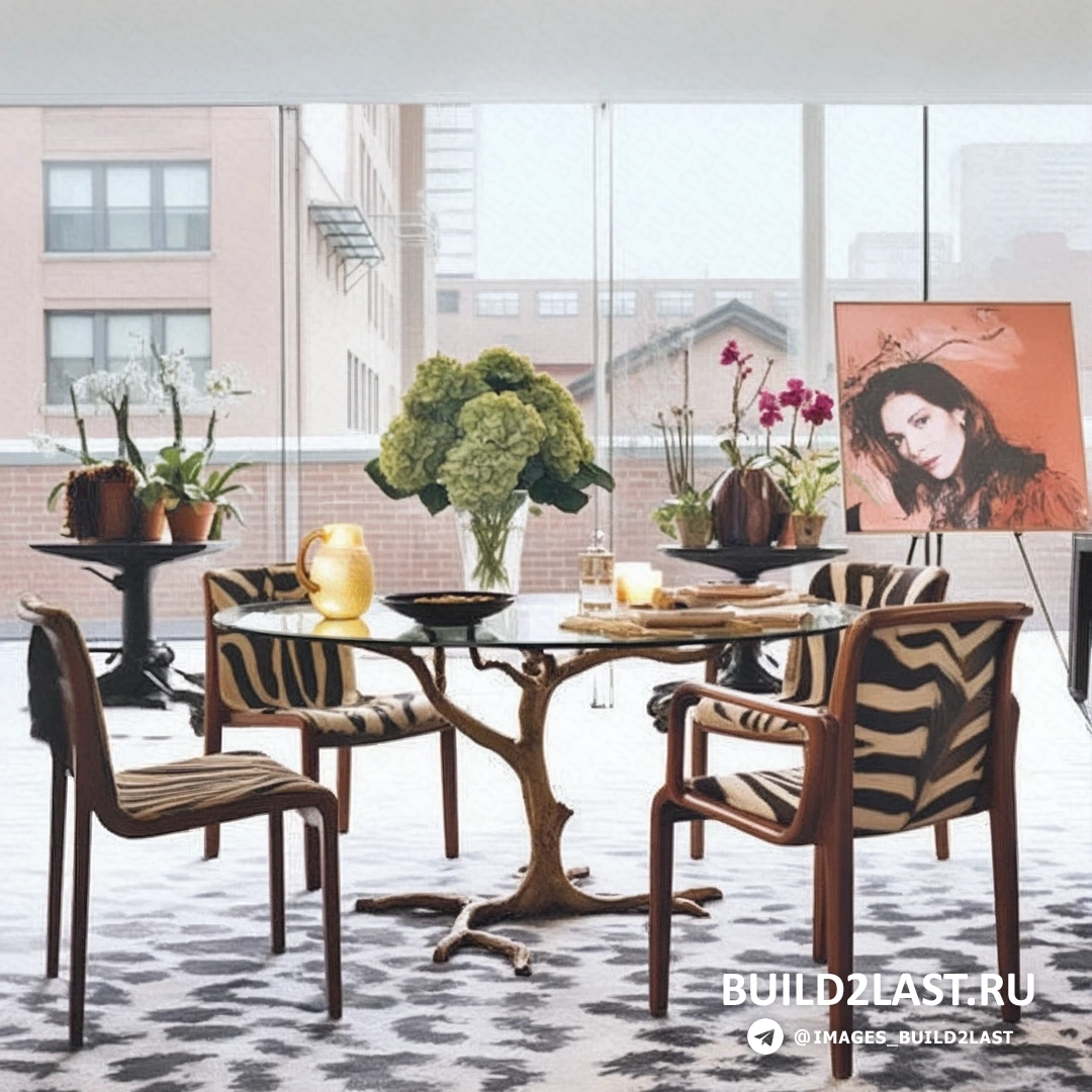 Уютная зона отдыха с креслом и пуфом с леопардовым узором