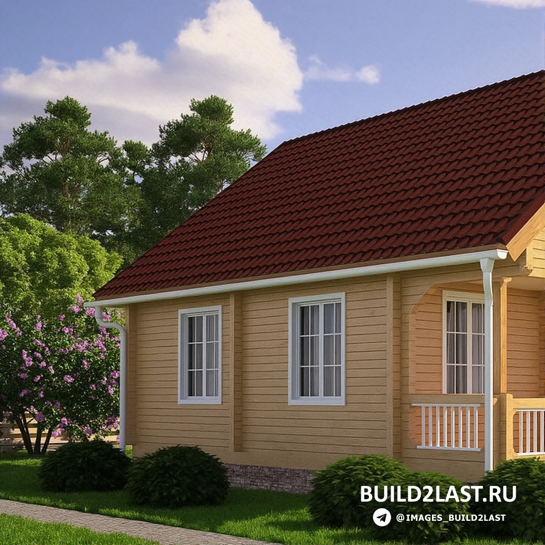 Вид на дом из клеевого бруса зимой