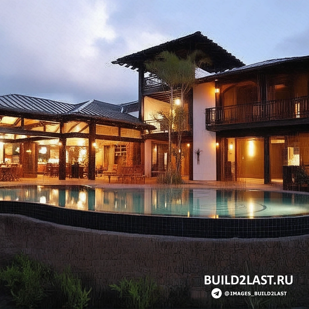 Вид на просторный интерьер с панорамными окнами и видом на океан